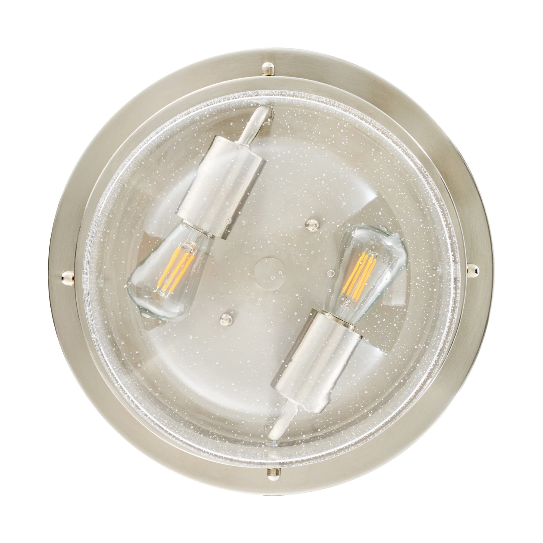 Flush Mount Ceiling Light Fixture with 13" Beaded Glass Drum Shade & Brushed Nickel Finish