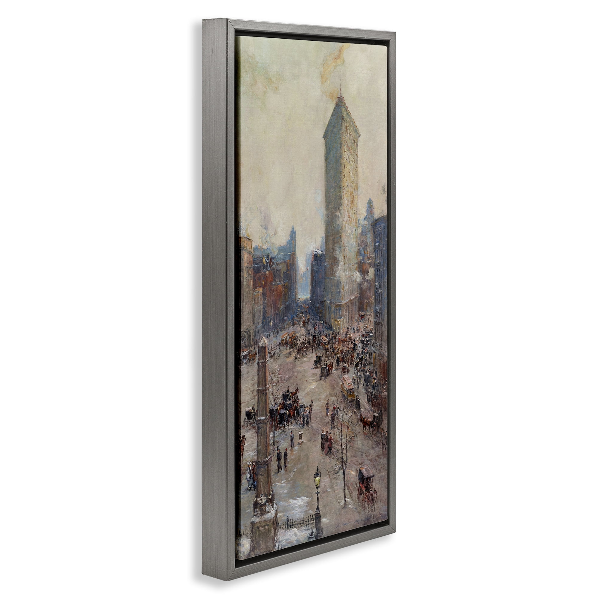 Stupell Industries Classic Cooper Cityscape Scenic & Cityscapes Painting Gray Floater Framed Canvas Art Print Wall Art, 14 x 31