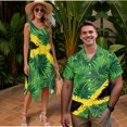 thumbnail image 2 of Garronmavis Jamaica Flag Matching Beach Outfits for Couples Button-Down Shirt for Men and Women's Tank Dress Palm Tree Flowy Midi Sundress with Pocket, 2 of 7