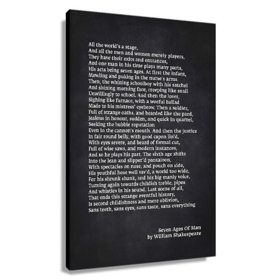 William Shakespeare Quote Wall Art William Shakespeare Seven Ages of Man Quote Poster Pictures for Living Room Canvas Decor for Office Framed 20x30 in