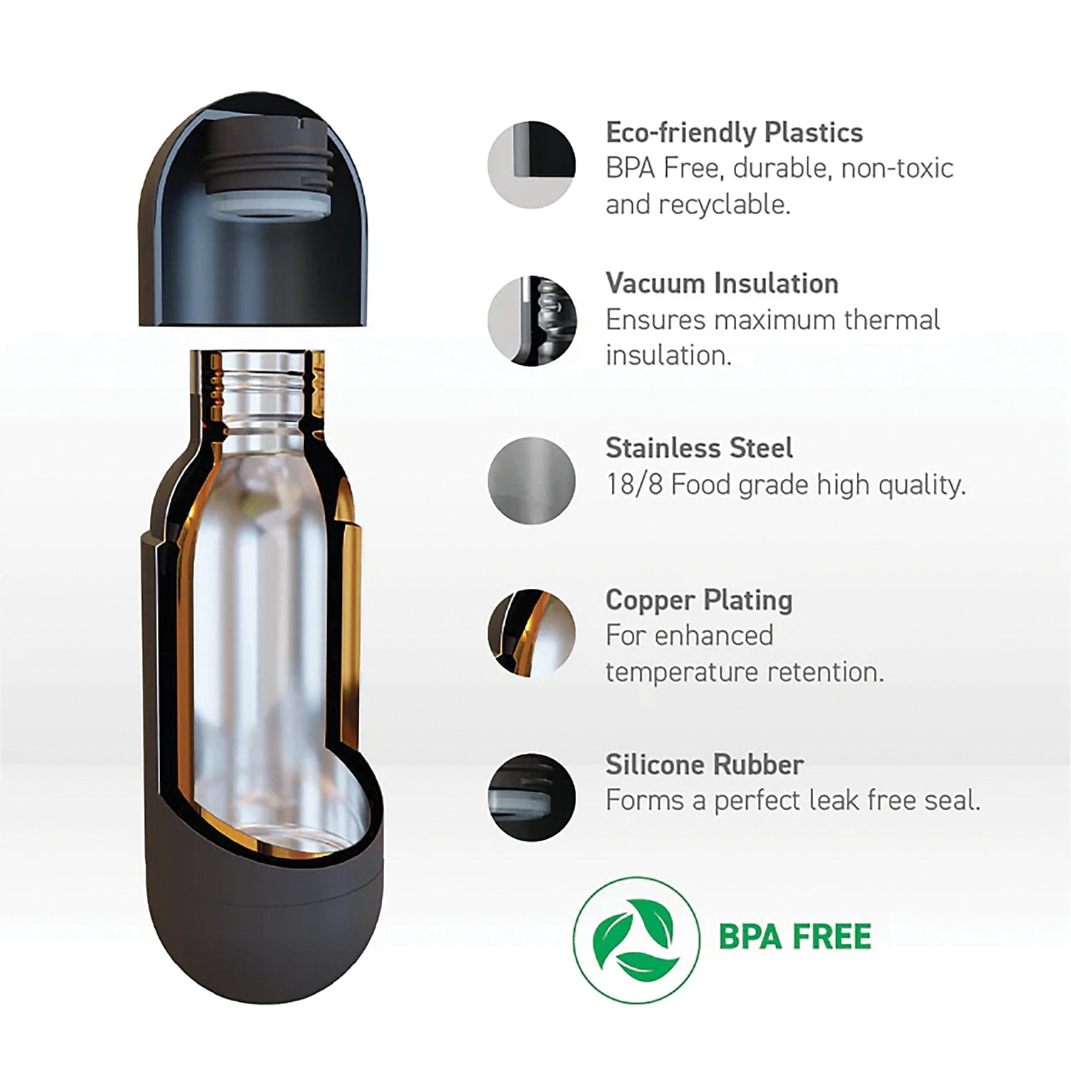 ASOBU 14-Oz. Orb Water Bottle (Silver), SBV30SIL