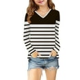 thumbnail image 5 of Ugoldhm Girls Fashion Shirts V Neck Striped Tunic Casual Tops Fall Long Sleeve Loose Tees, 5 of 8