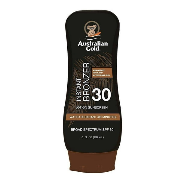 Protector Solar Australian gold Fps 30 locion c/bronce instantaneo 8 oz