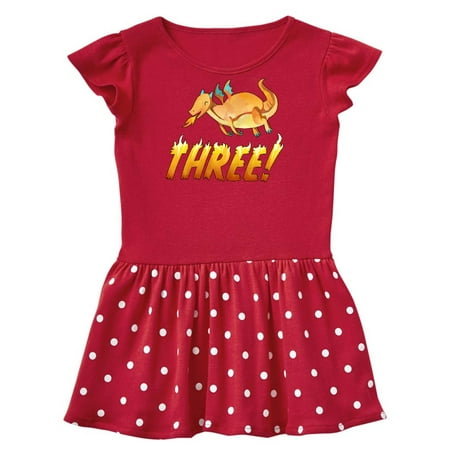 

Inktastic 3rd Birthday Orange Dragon Breathing Fire Gift Toddler Girl Dress