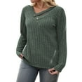 thumbnail image 2 of NISVIYA Winter Womens Plus Size Sweaters Blouses Elegant Long Sleeve Chic V Neck Pullover Green, 2 of 6