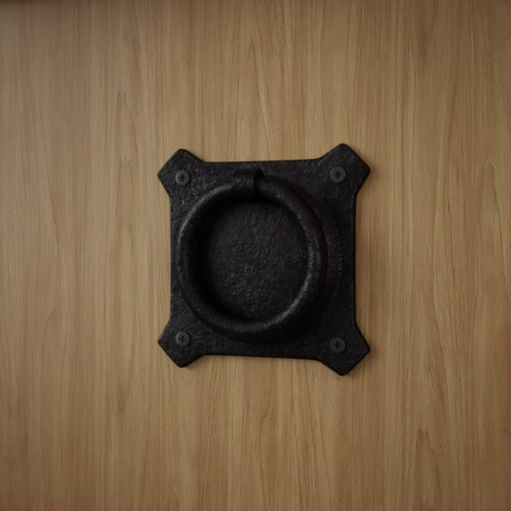 Renovators Supply Black Iron Mission Style Ring Pull Black Cabinet Hardware 2in