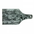 thumbnail image 1 of Vintage Cutting Board, Historical French Revolution Sketch with Napoleon and Woman in Garden Art, Decorative Tempered Glass Cutting and Serving Board, Wine Bottle Shape, Dark Grey Black, by Ambesonne, 1 of 1