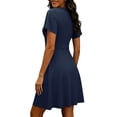 thumbnail image 6 of MaFYtyTPR Women Summer V-Neck Dress Casual Solid Color Short Sleeve Ruffled Loose Fit Mini Dress Womens Beach Flutter Sleeve Dresses A-Navy XXL, 6 of 6
