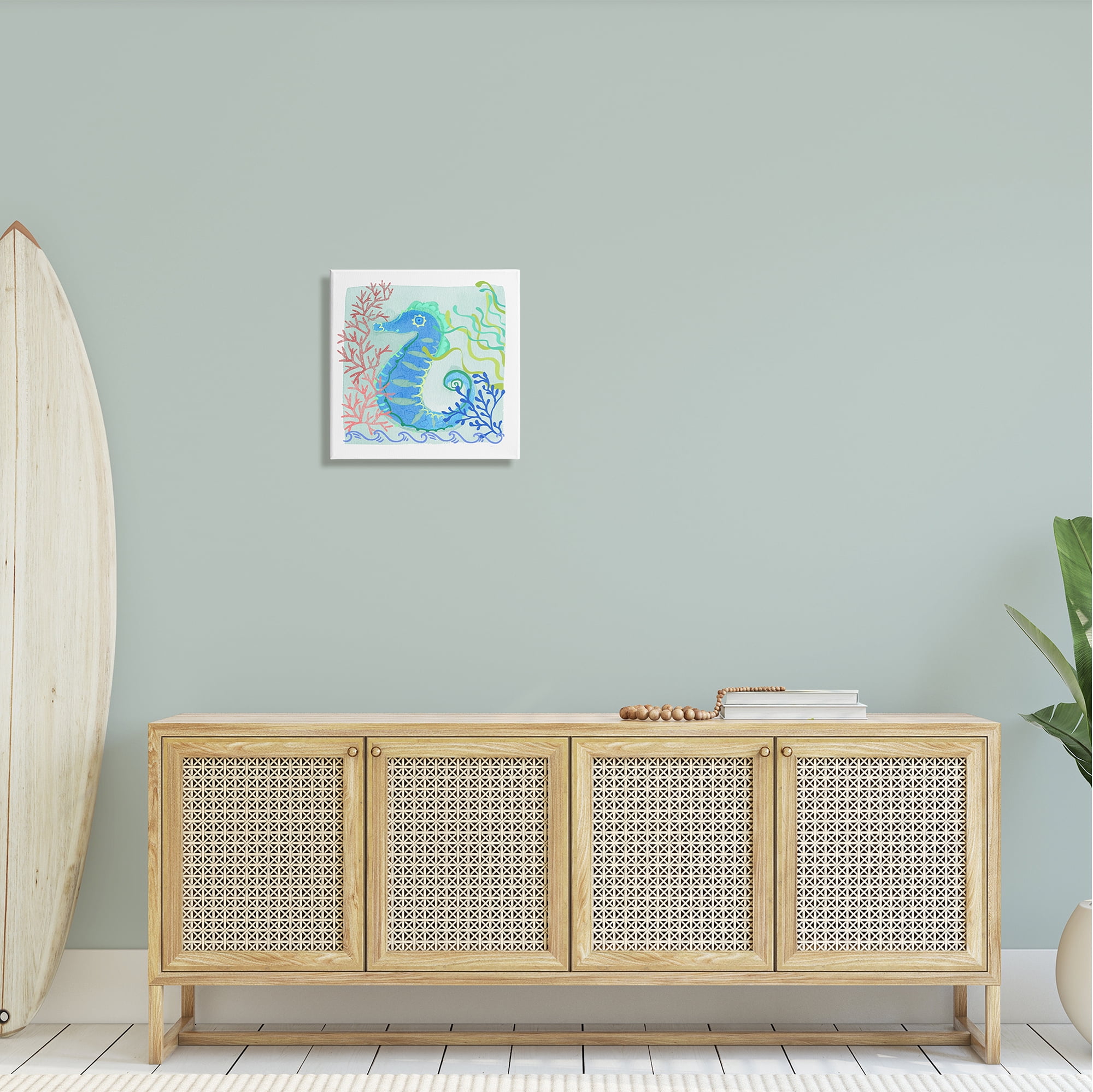Stupell Industries Funky Seahorse Portrait Layered Sea Life Botanicals Graphic Art Gallery Wrapped Canvas Print Wall Art, Design by unknown