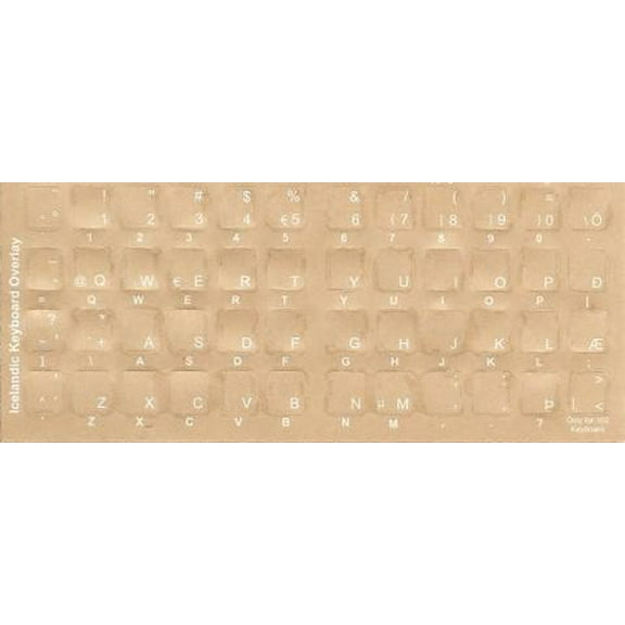 Icelandic Keyboard Stickers - Labels - Overlays with Blue Characters for White Computer Keyboard