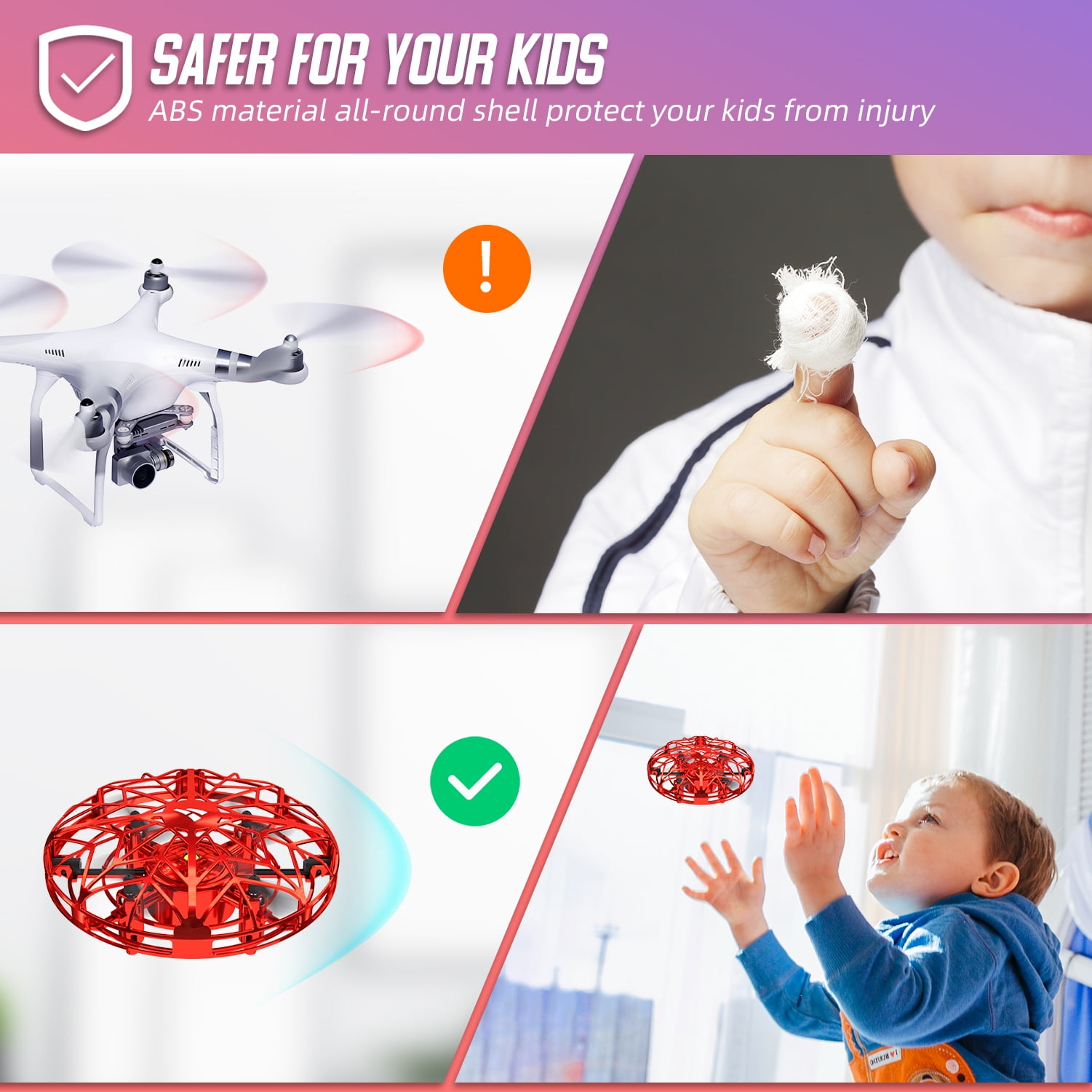 Flying Toys Mini Drones with 3D Flips,Circle Flight SNAPTAIN Hand Operated Drone for Kids or Adults 2 Speed Adjustment and One Key Takeoff/Landing Throw’n Go 