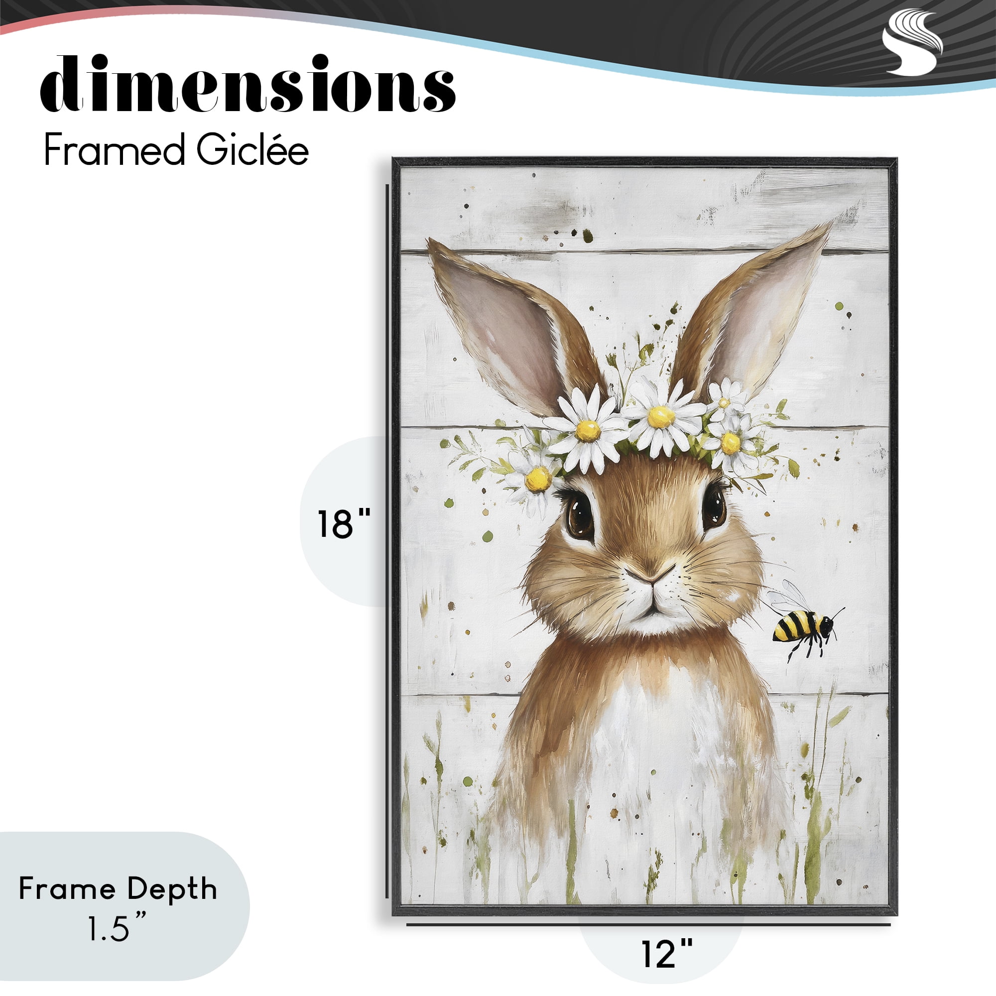 Stupell Industries The Bunny & The Bee Black Framed Giclee Art, design by Tina LeCour