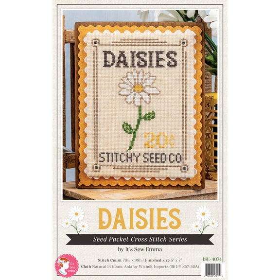 Daisies Seed Packet Cross Stitch Pattern