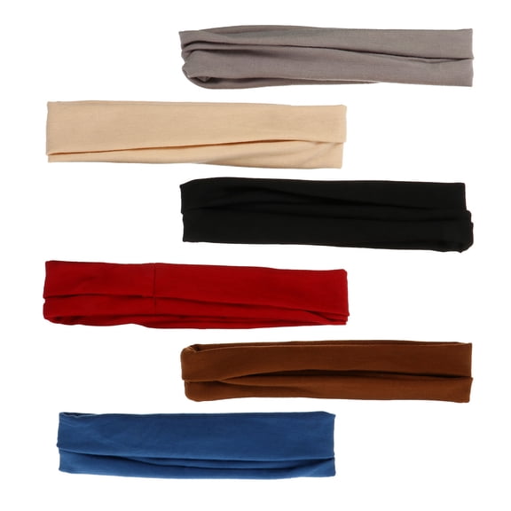 LEORX 6Pcs Assorted Color Elastic Fitness Headbands Sweat Wicking Soft Stretchy Hair Accessories