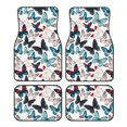 thumbnail image 1 of Honeii Butterfly Print Car Foot Mat Four-Piece Set - Front & Rear Universal Car Floor Mats for SUVs, Trucks, Sedans, 1 of 7