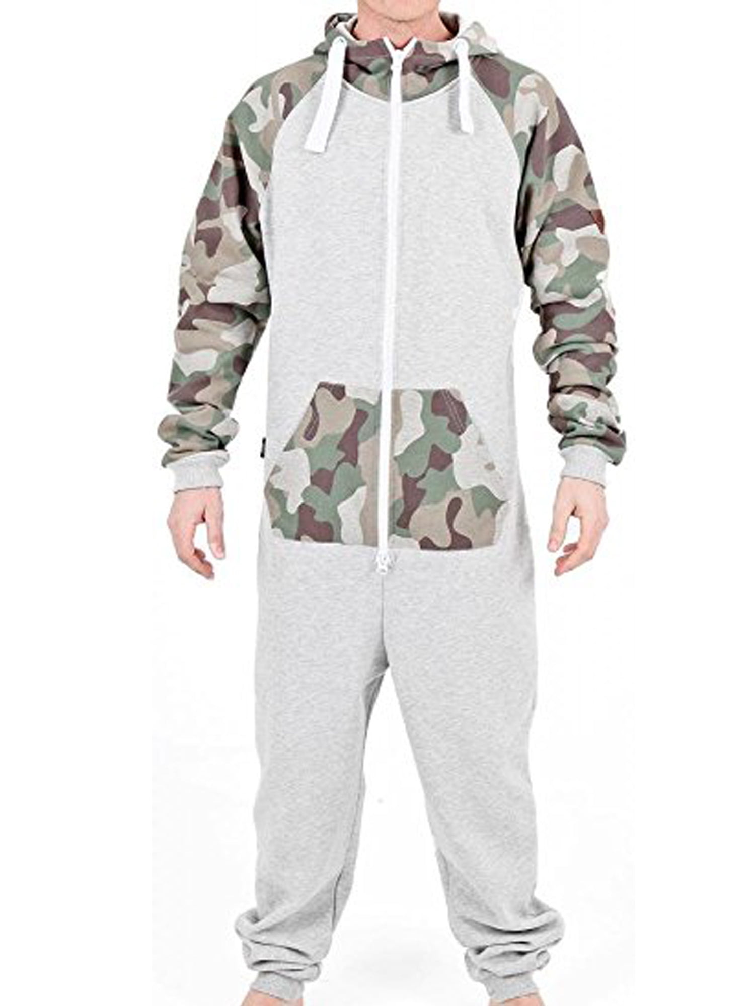 SKYLINEWEARS Mens Fashion Onesie Hooded Jumpsuit One Piece Non Footed Pajamas 