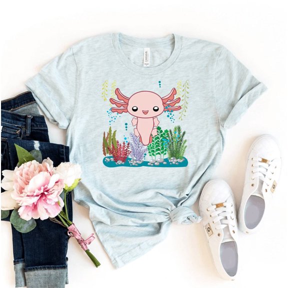 Axolotl T-shirt Lover Shirt Women's Tee Cute Top Funny Gift Mama Mom Just A Girl Love Salamander Animal Kid Birthday