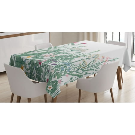 

Floral Tablecloth Vanished Colored Messy Wild Herb Medley of Cow Parsley Musk Mallow and Purple Orchid Rectangular Table Cover for Dining Room Kitchen 60 X 84 Inches Multicolor by Ambesonne