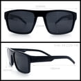 thumbnail image 3 of SA106 Mens Polarized Flat Top Square Sunglasses Matte Finish Rectangular UV400 Anti Glare Driving Shiny Black Frame - Black Lens, 3 of 6