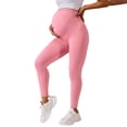thumbnail image 2 of LJEFF Maternity Leggings, Butt Lift Tummy Control 4-Way Stretch Over Belly Yoga for Pregnant Pink, 2 of 5