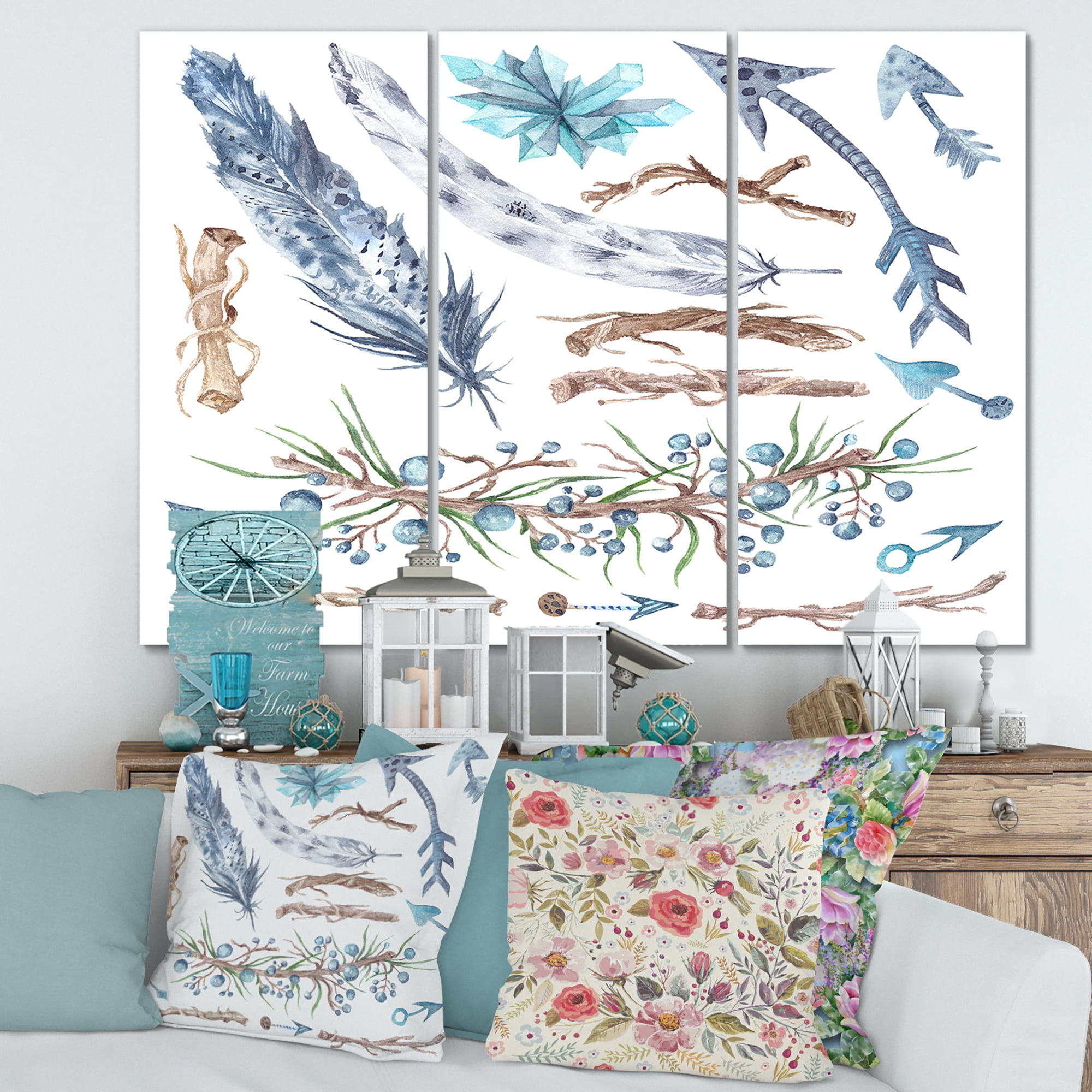 Designart ' Tribal Forest Elements ' Bohemian & Eclectic Canvas Wall Art Print