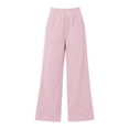 thumbnail image 4 of LEAVINGSUO Wide Leg Pants for Women Corduroy Casual Pants Elastic Fabric High Waist Flowy Trousers with Pockets Pink XL, 4 of 9