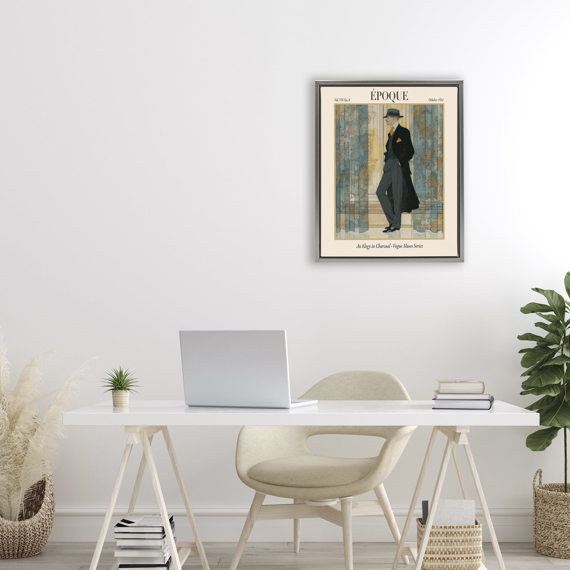 Stupell Industries The Gentleman Magazine Gray Framed Floater Canvas Wall Art, design by A Barefoot Stylist