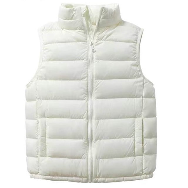 Hauts pour Filles Enfants Nylon Solide Sans Manches Fermeture Éclair Col Rond Poche