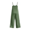thumbnail image 7 of Womens Sleeveless Linen Jumpsuits Spaghetti Strap Wide Leg Jumpsuit Beach Vacation One Piece Overalls Green, L, 7 of 7