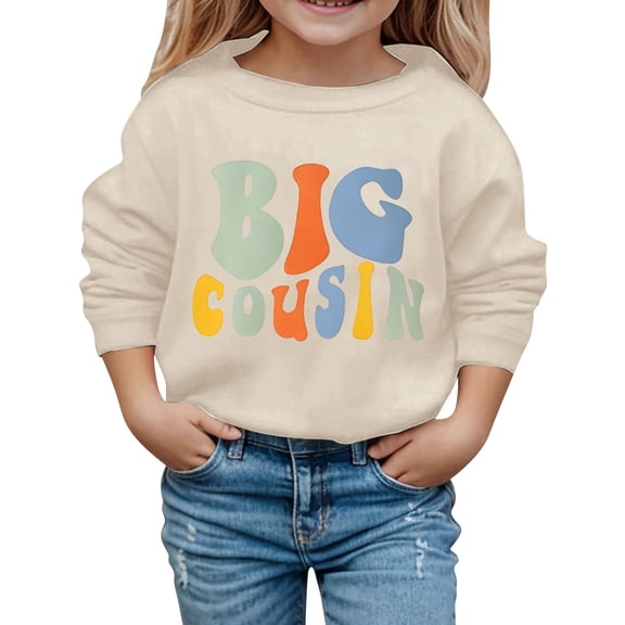 Tisuna Girls Sweatshirts Kids Elegant Letter Print Sweatshirt Little Girls School Play Long Sleeve Outfits Size 2-3 Years