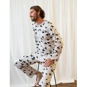 Leveret Mens Two Piece Cotton Pajamas Bird Grey XXL