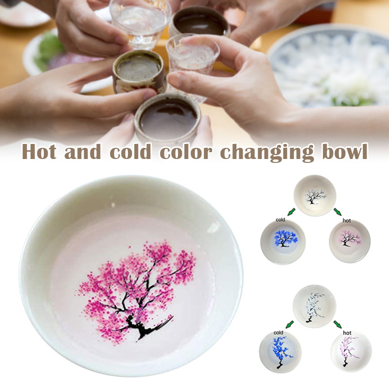 Cup Magic Sakura Blossom Sake gift Cherry Flower Blue Pink Change Color Tea New 