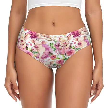 Womens Underwear - Watercolor Pig No Show Seamless Underwear for Women  Kawaii Soft Stretch Women s Panties  Hipster Ladies Panties Bikini Underwear Briefs