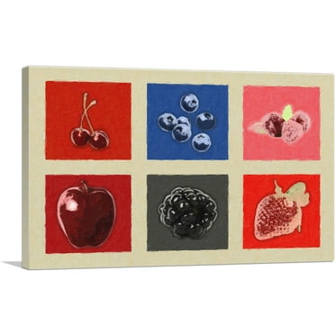 ARTCANVAS Modern Fruits and Their Colors Canvas Art Print - Size: 26" x 18" (0.75" Deep)