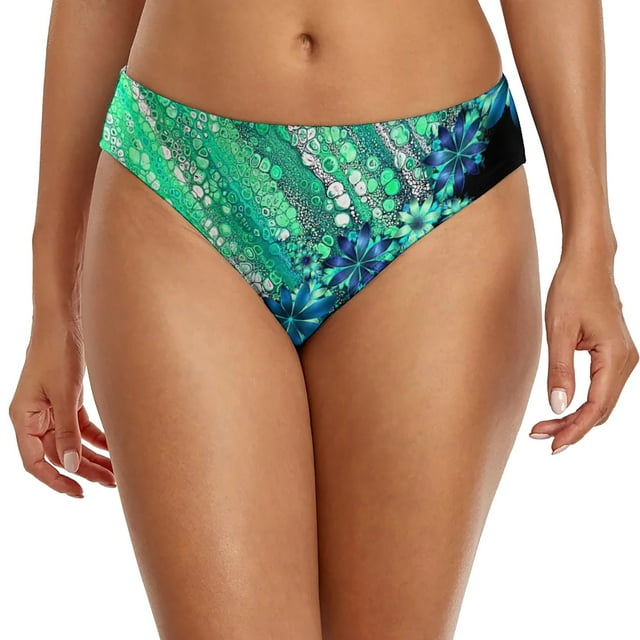 TSADFHJI Maillots de Bain pour Femmes, Bas de Bikini Imprimé Mode Décontractée d'Été pour Femmes, Short de Bain m Bleu