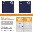 thumbnail image 6 of Navy Blue 100% Blackout Curtains 68 Inch Length for Bedroom, Double Layer Full Room Darkening Drapes with Grommet Thermal Insulated Energy Saving for Living Room, 2 Panels, 42 X 68 Inch, 6 of 8