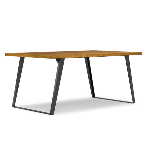 Simpli Home Lowry 66 inch x 40 inch Rectangle Modern Industrial Dining Table in Oak Veneer