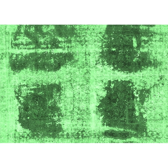 Ahgly Company Indoor Rectangle Abstract Emerald Green Modern Area Rugs, 7' x 10'