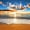 Beach Sunrise Scene, variant on Elephant Stock Saltum Beach Sunset Wall Art - Horizontal Canvas Wall Art - Living Room Wall Decor - Beach Canvas - Orange And Green Decor - 12" x 8"