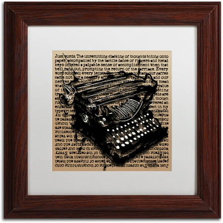 Trademark Fine Art "Three-Quarter Typewriter" Canvas Art by Roderick Stevens, White Matte, Wood Frame