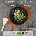 thumbnail image 3 of ESLITE LIFE Sartén de cerámica antiadherente, no tóxica, para tortillas de huevos, compatible con todo tipo de cocinas (gas, eléctricas e inducción), libre de PTFE y PFOA (negra, 28 cm), 3 of 5