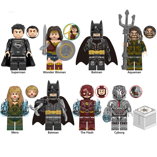 8 Pcs Super Heros Minifigures Toys, 1.77 Inch The Flash Cyborg Aquaman Batman Figures Characters Building Blocks Action Figure Sets Suitable for Adult Children's Birthday Gift