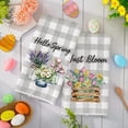 thumbnail image 4 of Hello Spring Kitchen Towels Spring Floral Blossoms Dish Towel 18 x 26 Inch Gray White Buffalo Plaids Flower Hand Drying Tea Towel for Cooking Baking Cleaning Wipes, Set of 2, 4 of 6