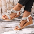 thumbnail image 5 of Wensltd Open Toe Strappy Sandals for Women Solid Color Beach Sandals Casual Spring Summer Wear Wide Width Large Size, 5 of 9