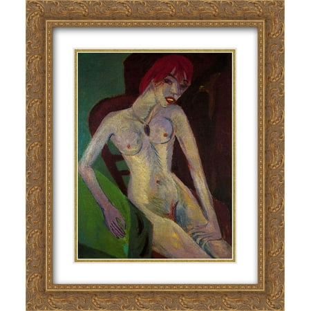 Capelli Print - Ernst Ludwig Kirchner 2x Matted 20x24 Gold Ornate Framed Art Print 'Capelli Rossi (Red Hair)'