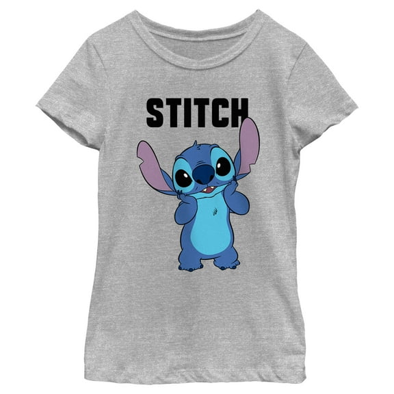 Girl's Lilo & Stitch Bashful Portrait Stitch Graphic Tee Athletic Heather X Large