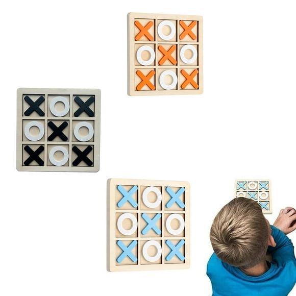 3-Pack Wooden Tic Tac Toe Board Games Set with CPC Certification - 14x14cm Mini XO Puzzle Toys for Kids, Parent-Child Interaction, Coffee Table Decor, Party Competitive Play - Enhances Creativity,