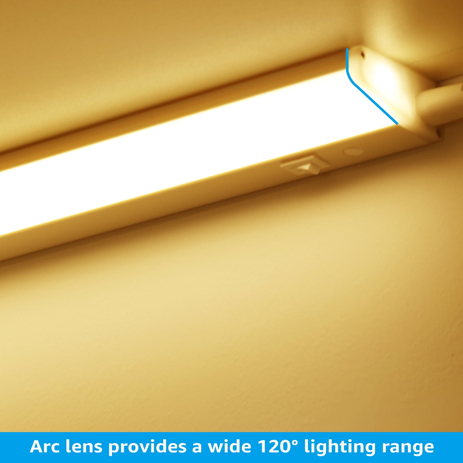 8 Pack LED Under Cabinet Task Lighting, 8W, 16 Inch, 3000K Warm White, ETL Listed, Linkable, Plug in, White Finished (Included 2*Power Cord)