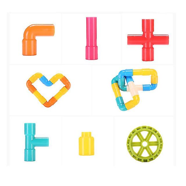 Kit de construcción de tubos de juguete para niños, juegos de bloques de construcción entrelazados creativos con construcción de ruedas LingWen 8390613724830