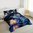 thumbnail image 4 of Manfei Dreamy Glitter Hummingbird Bedding Comforter Set, Bling Lotus Twin Comforter Sets, Stars Starry Sky Reversible Bedding Set, Lightweight Room Decor, 2 Pieces, 4 of 9